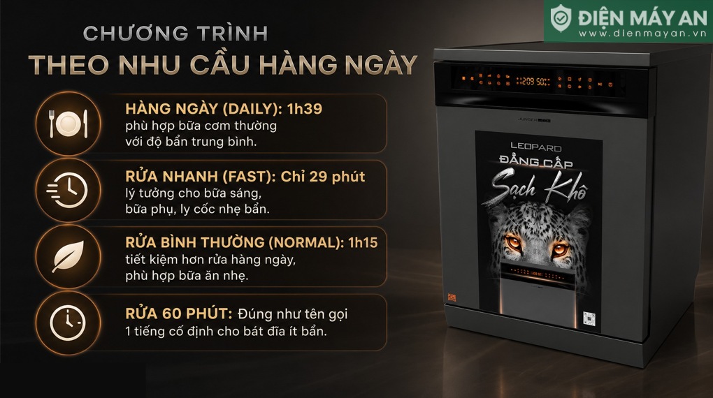 Máy rửa bát độc lập Junger Leopard DWJ-153-PRO

